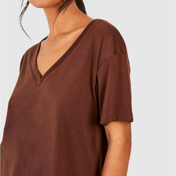 POL Brown V-Neck Women's Tee - Picture 3 of 4